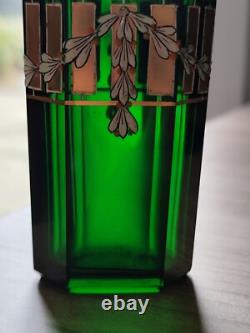 Vase Cristal doré à l'or et émaillé Art nouveau Josef Riedel