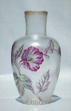 Vase Cristallerie de Pantin De Vez Legras Verre Gravé émaillé Art Nouveau
