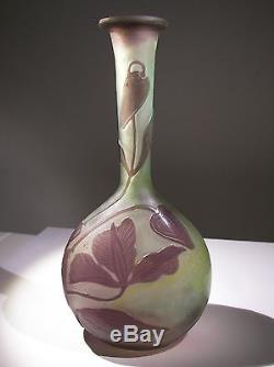 Vase D'emile Gallé D'époque Art Nouveau Original No Copy