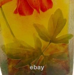Vase Daum Freres Degage A L'acide Et Emaille Art Nouveau 1910 No Galle