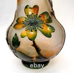 Vase Daum Freres Eglantier Multicouche Signe Art Nouveau 1896 /1900 No Galle