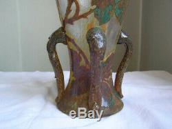 Vase Daum Nancy Époque Art Nouveau En Verre Multicouches Décor Dégagé A Lacide