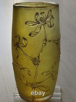 Vase Daum Nancy(art Nouveau 1900) Dégagé À L'acide, Émaillé, Dorure. Decor Gui