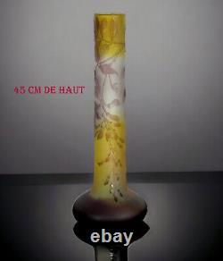Vase De Émile Gallé Nancy A Décor De Feuillages Époque Art Nouveau De 45 CM