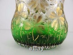 Vase En Cristal Taille Legras Montjoye Decors A La Feuille Or Art Nouveau C766