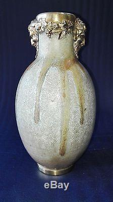 Vase En Grès Signecharles Grebermonture Argent Vermeil Style Art Nouveau