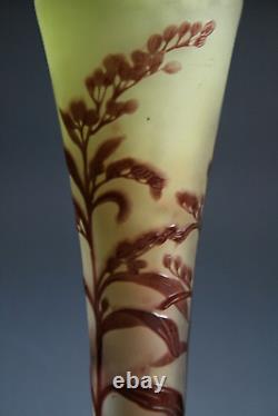 Vase En Verre Camée Ancien Art Nouveau Galle Gravé À L'acide