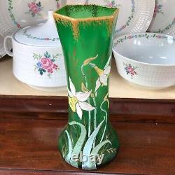 Vase En Verre Peint Art Nouveau Inv 11240