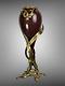 Vase Époque Art Nouveau En Verre Peint Avec Monture En Bronze Doré 39 CM De Haut