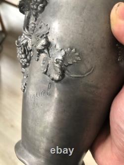 Vase Etain Femme style Art nouveau signé Rigual