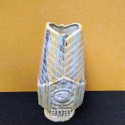 Vase Faience De Desvres Art Nouveau avec Rose 32 cm Diamètre 9cm Déco
