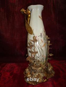 Vase Figurine Grenouille Elfe Fee Style Art Deco Style Art Nouveau Porcelaine