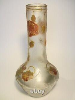 Vase Francois Theodore Legras Montjoye Art Nouveau/fleur Pavot/verrerie Ancienne