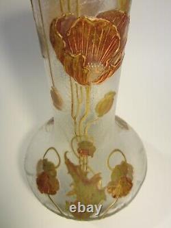 Vase Francois Theodore Legras Montjoye Art Nouveau/fleur Pavot/verrerie Ancienne