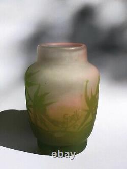 Vase Gallé Miniature (8.3 x 5.8 cm) Verre Art Nouveau 1900 Vintage Etat parfait