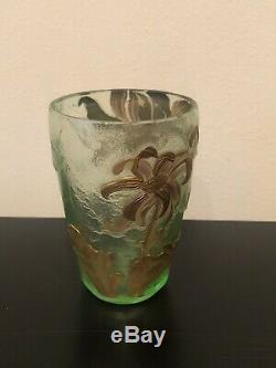 Vase Gobelet Verre Montjoye Legras Dégage À L Acide Art Nouveau 1900