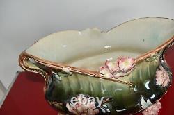 Vase Jardiniere ceramique Barbotine Art Nouveau signé et numéroté 1375 K