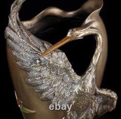 Vase Jugendstil Avec Héron Art Nouveau Veronese Décoration Héron