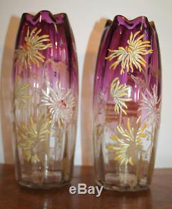 Vase LEGRAS Art Nouveau verre émaillé TOKYOS