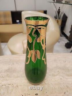 Vase Legras Art nouveau vert et or