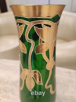 Vase Legras Art nouveau vert et or