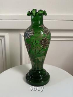 Vase Legras Émaillé Art Nouveau Décor Japonisant
