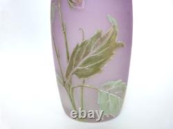 Vase Legras art nouveau rare modèle fleurs d'ibiscus émaillées