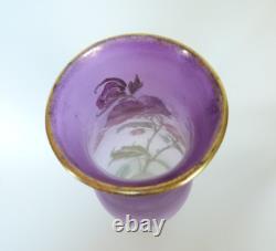 Vase Legras art nouveau rare modèle fleurs d'ibiscus émaillées