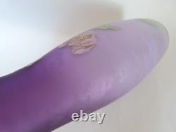 Vase Legras art nouveau rare modèle fleurs d'ibiscus émaillées