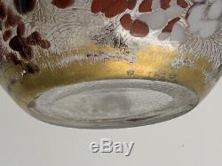 Vase Léveillé & Rousseau verre moucheté acide & or XIXe Antique Art Nouveau vase
