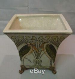 Vase Marabout Oiseau Style Art Deco Style Art Nouveau Porcelaine Bronze