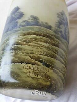 Vase Muller Frères Lunéville dégagé à l'acide d'écorce aux bouleaux Art Nouveau