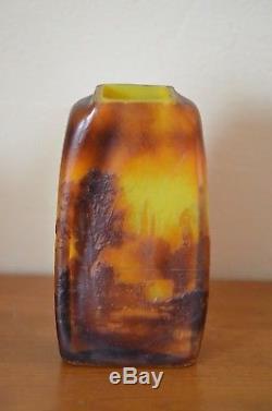 Vase Muller art nouveau verre gravé à l'acide