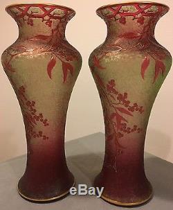 Vase Pâte De Verre Cristallerie Saint Louis Baccarat Art Nouveau Décor Floral