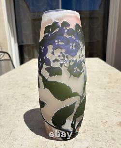 Vase Pate De Verre Art Nouveau A Decor D'hortensias Signe Emile Galle Nancy 1900