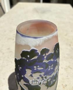 Vase Pate De Verre Art Nouveau A Decor D'hortensias Signe Emile Galle Nancy 1900