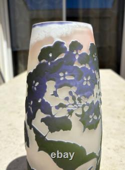 Vase Pate De Verre Art Nouveau A Decor D'hortensias Signe Emile Galle Nancy 1900