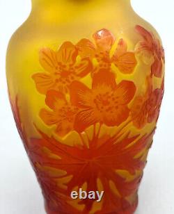 Vase Pate De Verre Art Nouveau Decor Floral Grave A L'acide Emile Galle Nancy
