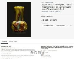 Vase Pate De Verre Art Nouveau Inclusions D'or Eugene Rousseau Ernest Leveille