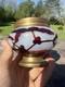 Vase Pate de Verre Nancy Delatte Fleurs Rouge Fond Blanc Vers 1900 Art Nouveau