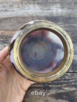 Vase Pate de Verre Nancy Delatte Fleurs Rouge Fond Blanc Vers 1900 Art Nouveau