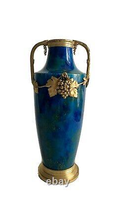 Vase Paul Millet Céramique Manufacture De Sèvres Bleu Turquoise Art Nouveau