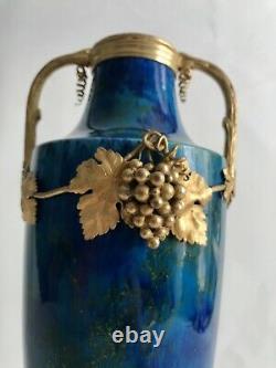 Vase Paul Millet Céramique Manufacture De Sèvres Bleu Turquoise Art Nouveau