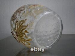 Vase Pot Verre émaillé Art Nouveau Legras décor 1900 Floral Ancien