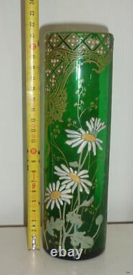 Vase Rouleau émaillé fleur Marguerite Legras Montjoye Art Nouveau ST DENIS 21.5