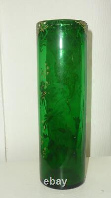 Vase Rouleau émaillé fleur Marguerite Legras Montjoye Art Nouveau ST DENIS 21.5