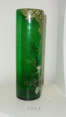 Vase Rouleau émaillé fleur Marguerite Legras Montjoye Art Nouveau ST DENIS 21.5