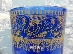 Vase Rouleau verre émaillé bleu décor floral IRIS Legras Montjoye Art Nouveau