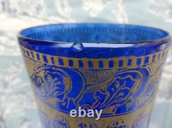 Vase Rouleau verre émaillé bleu décor floral IRIS Legras Montjoye Art Nouveau
