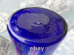Vase Rouleau verre émaillé bleu décor floral IRIS Legras Montjoye Art Nouveau